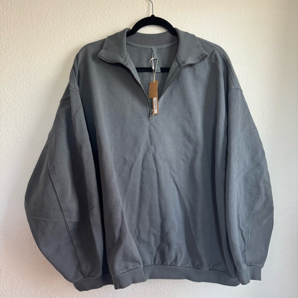 SKIMS Boyfriend Fleece Slouchy Half Zip Pullover – Zircon (XS) NWT